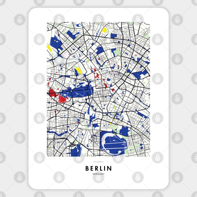 Berlin (Germany) Map x Piet Mondrian Sticker by notalizard